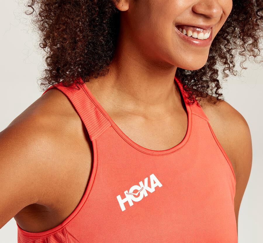 Hoka One One Womens Tops - Performance Tank - Orange - MCFG97146